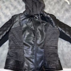 Black Cloth/Leather Jacket